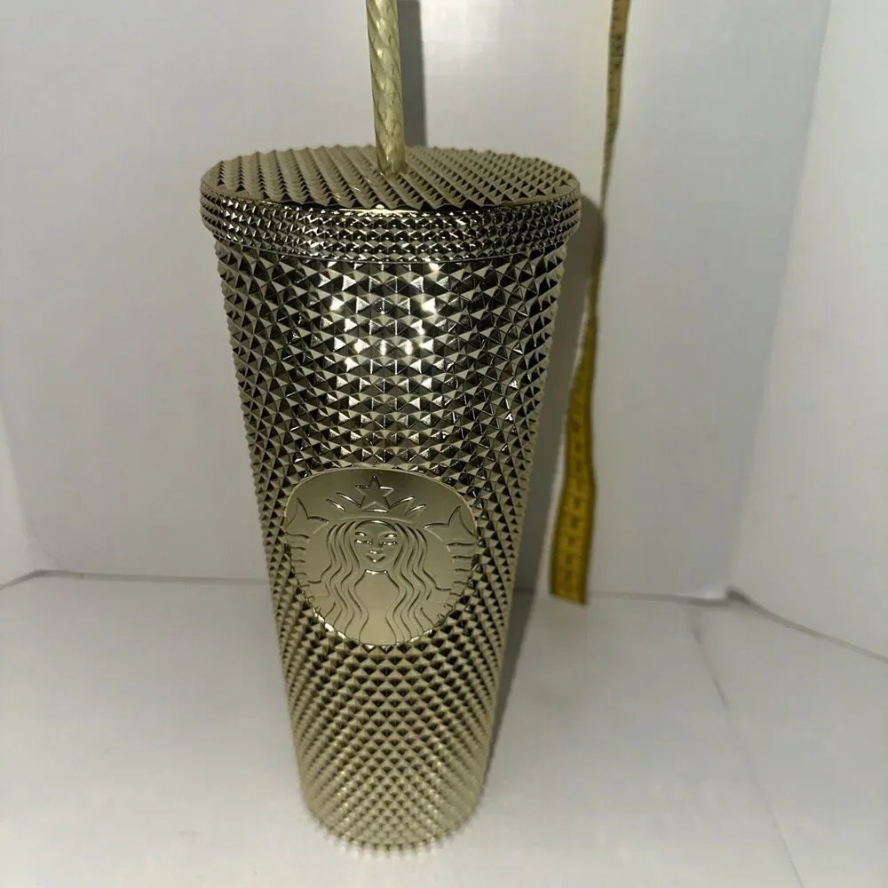 Starbucks 24 oz Venti Cold Cup Gold Studded Tumbler Holiday 2022